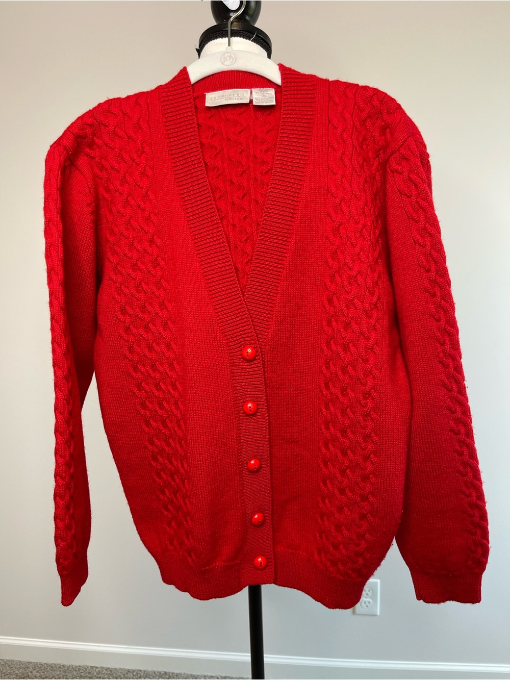Nordstrom Petite Focus size medium red long sleeve cardigan 100% merino wool